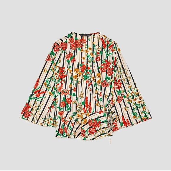 NWT ZARA Blouse Cache Coeur Floral Wrap 🌺 - Picture 4 of 10